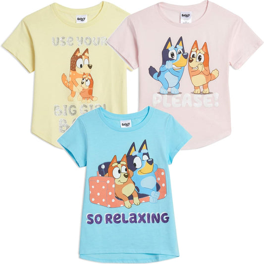 Bingo and Mom Toddler/Little Girls 3 Pack Short Sleeve T-Shirt